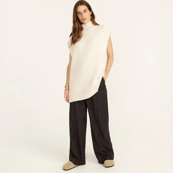 J. CREW NWOT‎ Cashmere Sleeveless Turtleneck Tunic in Ivory - Picture 1 of 11